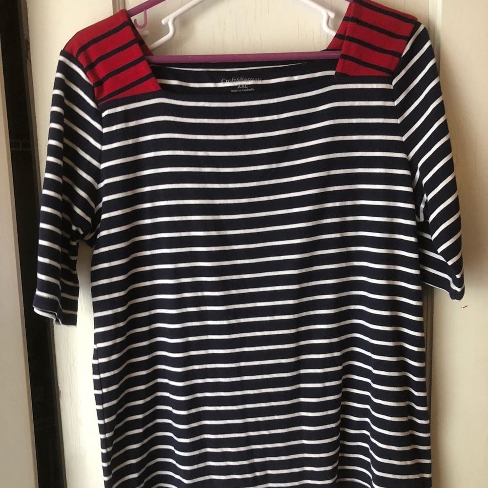 Red white and blue boatneck top